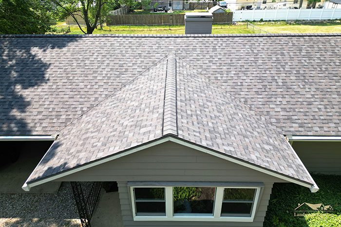 New shingle roof, owens corning color "williamsburg gray". Landmark Roofing Indiana.