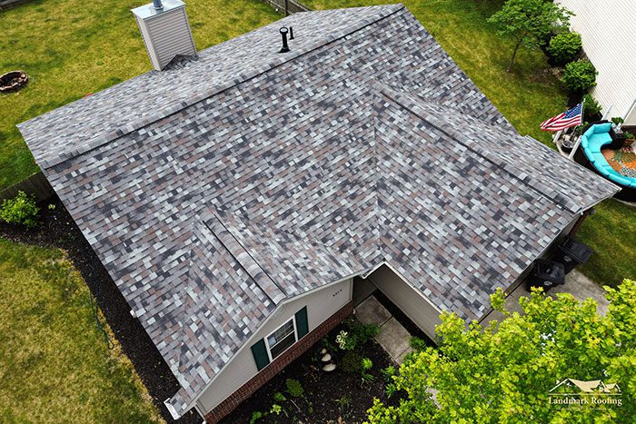 Shingle Roof Owens Corning color Storm Cloud, by Landmark Roofing. Fort Wayne Indiana